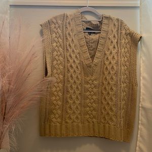 Camel Knit Sweater Vest - Anthro